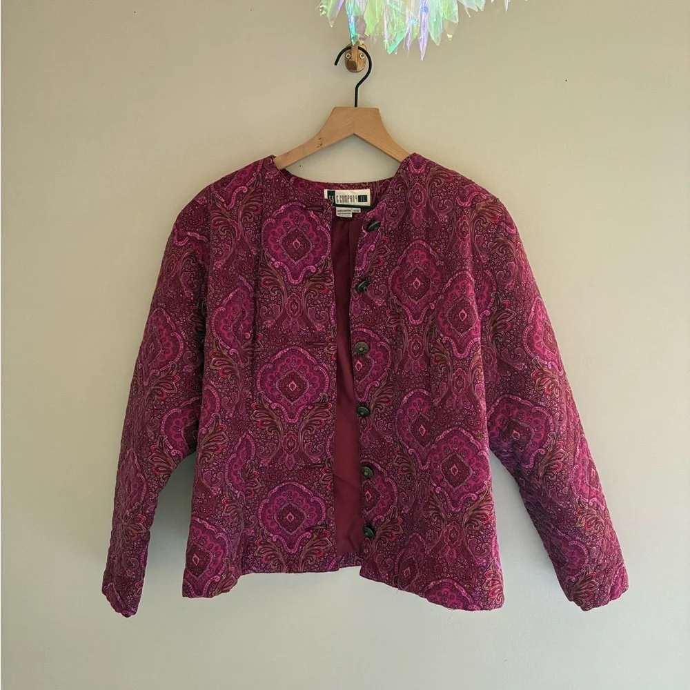 Vintage Purple Pink Paisley Quilted Jacket Size‎ 16W